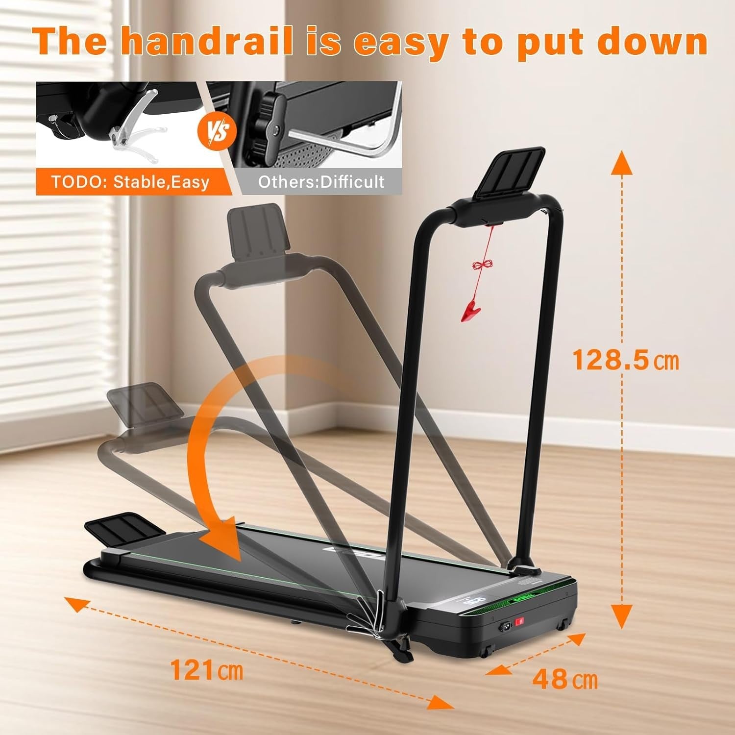 Walking Pad Incline App Folding Treadmill Under Desk 12km/h Remote