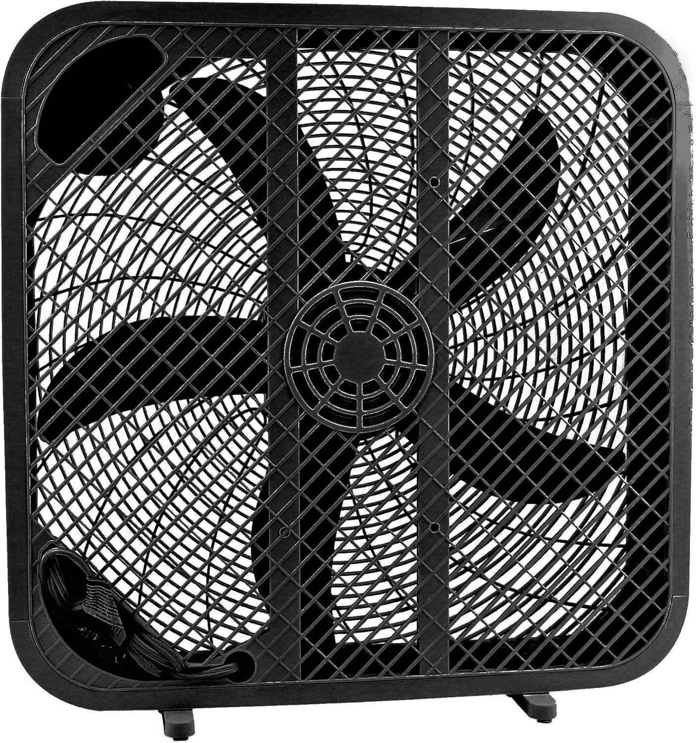 20" Box Fan – High Velocity Floor Cooling Fan 3-Speed Black for Home Office
