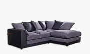 4 Seater Modular L Shape Sofa Black Leather Grey Chenille Corner Couch