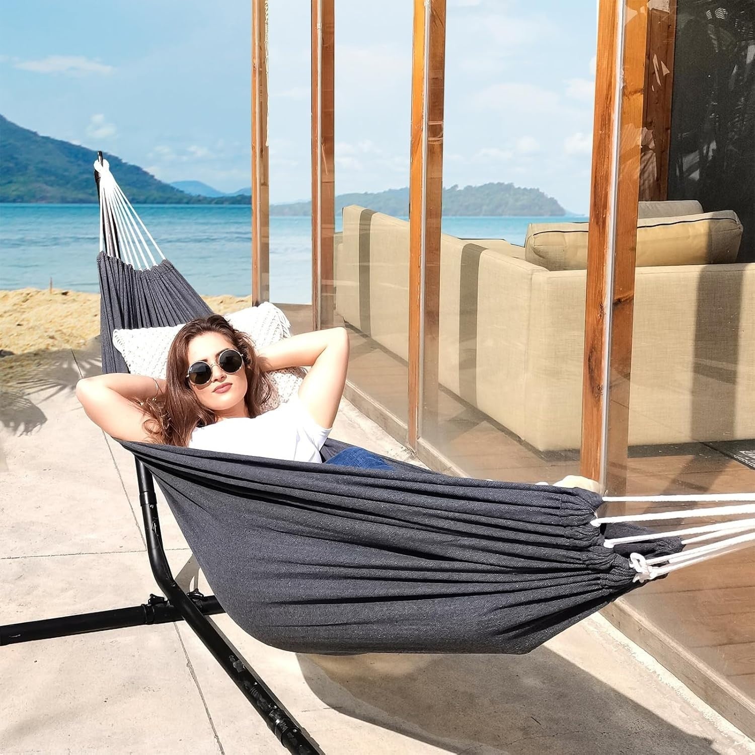 Portable Outdoor Hammock with Tree Straps & Travel Bag, 250kg Load, Durable