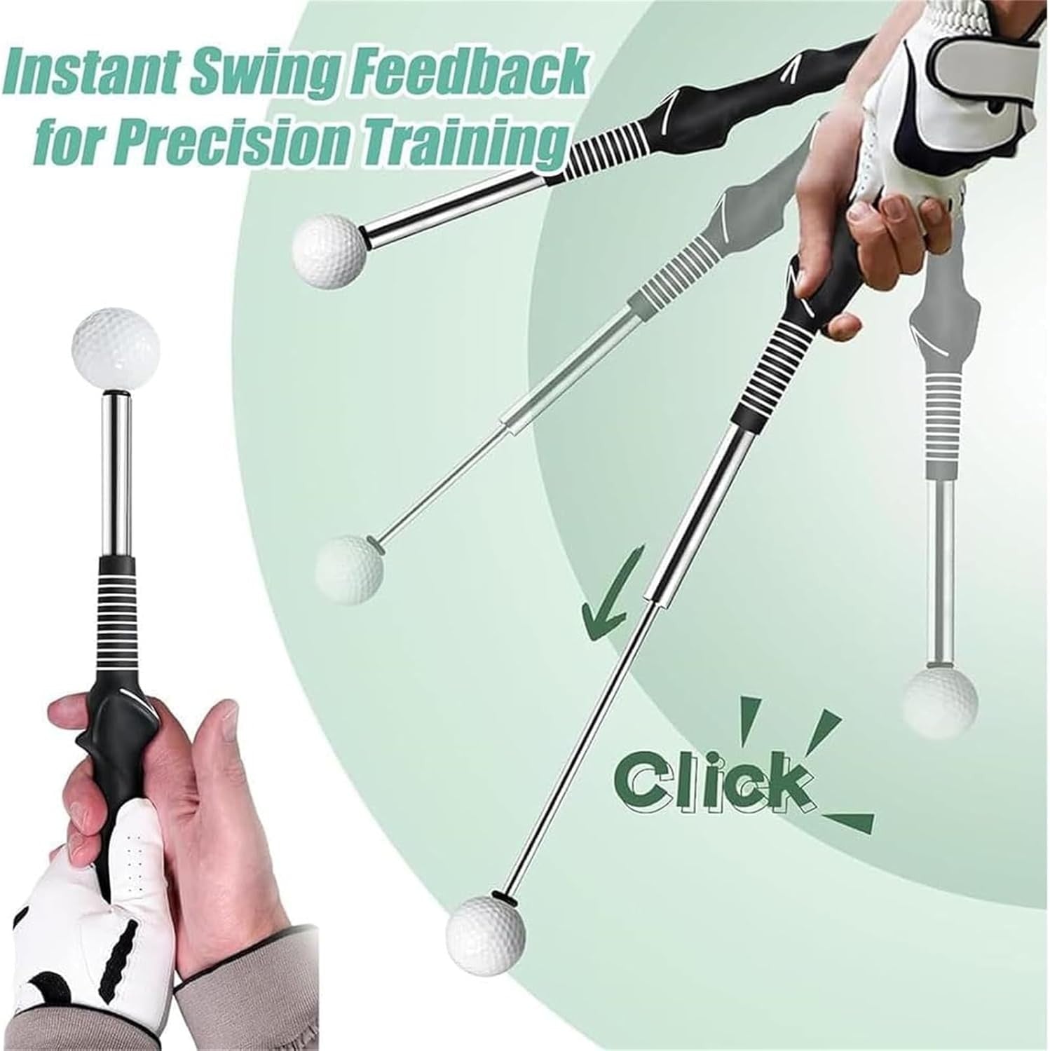 Telescopic Golf Swing Trainer Club Grip Aid Click