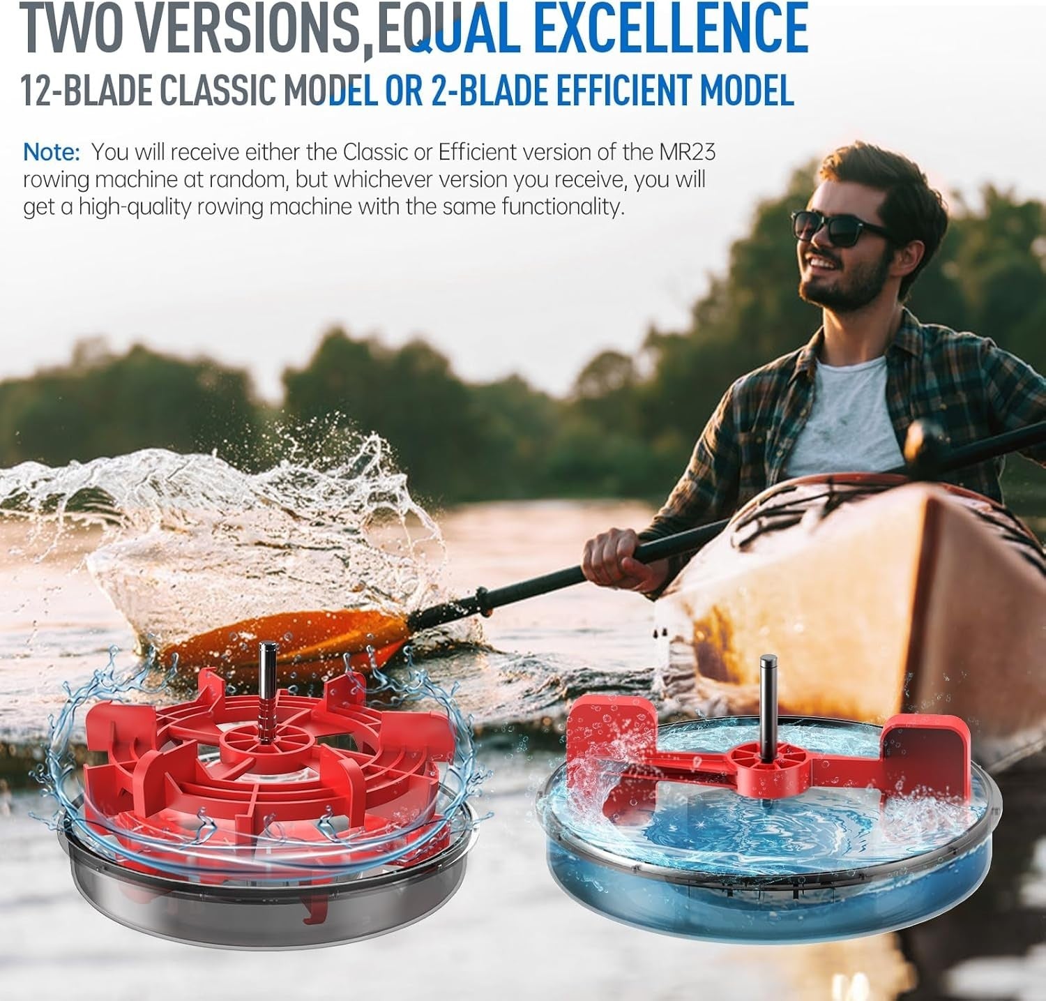 Foldable Water Rowing Machine Quiet Bluetooth 300LB Home Rower with LCD & Holder