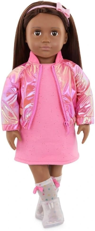 46cm Fashion Doll Outfit Pink Sparkle Dress Iridescent Jacket