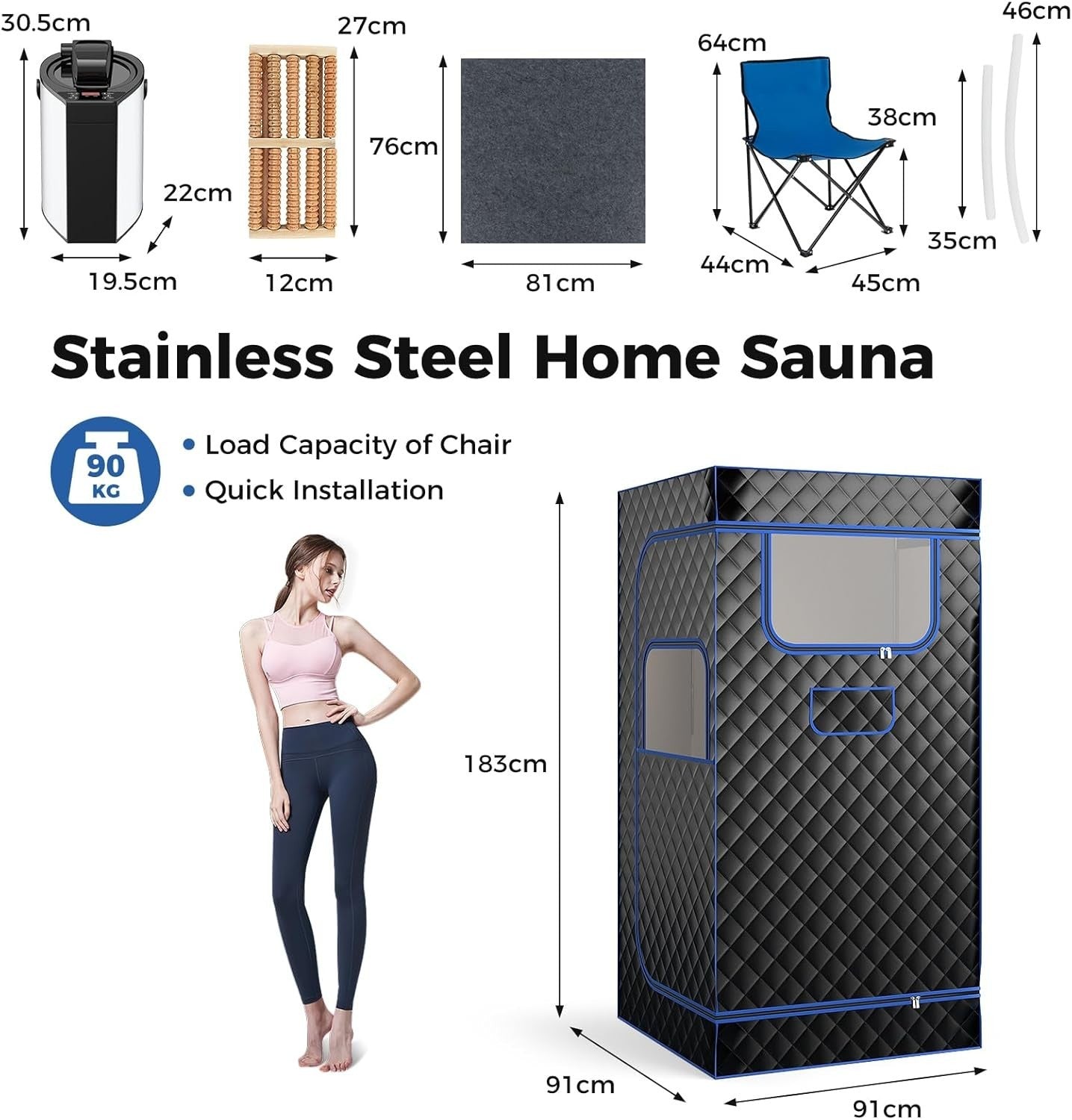 Portable Full Body Steam Sauna Tent w/ 3L Steamer & Remote – Home Spa Detox