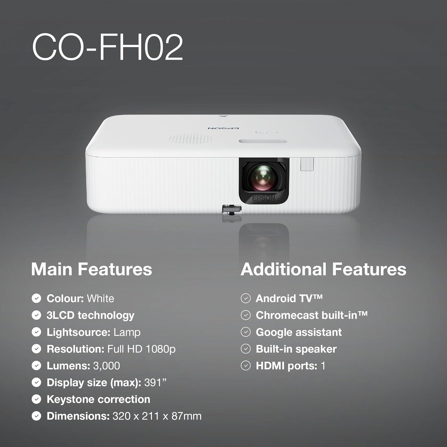 Full HD Home Cinema Projector 3000 Lumens 1080P Android HDMI