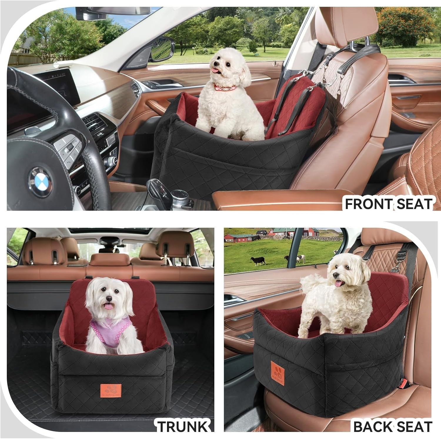 Memory Foam Dog Car Booster Seat Washable Pet Travel Bed 35lbs