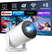 Smart Mini Projector WiFi 6 Bluetooth Auto Keystone Short Throw 150"