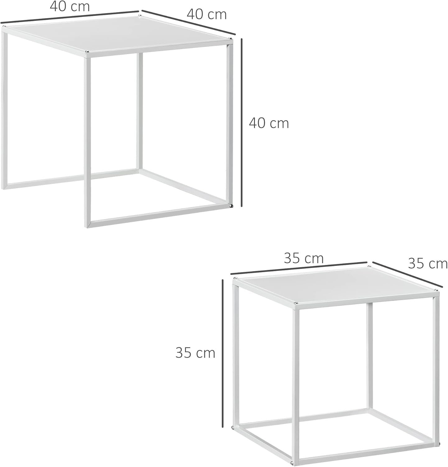 Modern Nesting Coffee Tables Set of 2 End Side Snack Living Room Black Steel