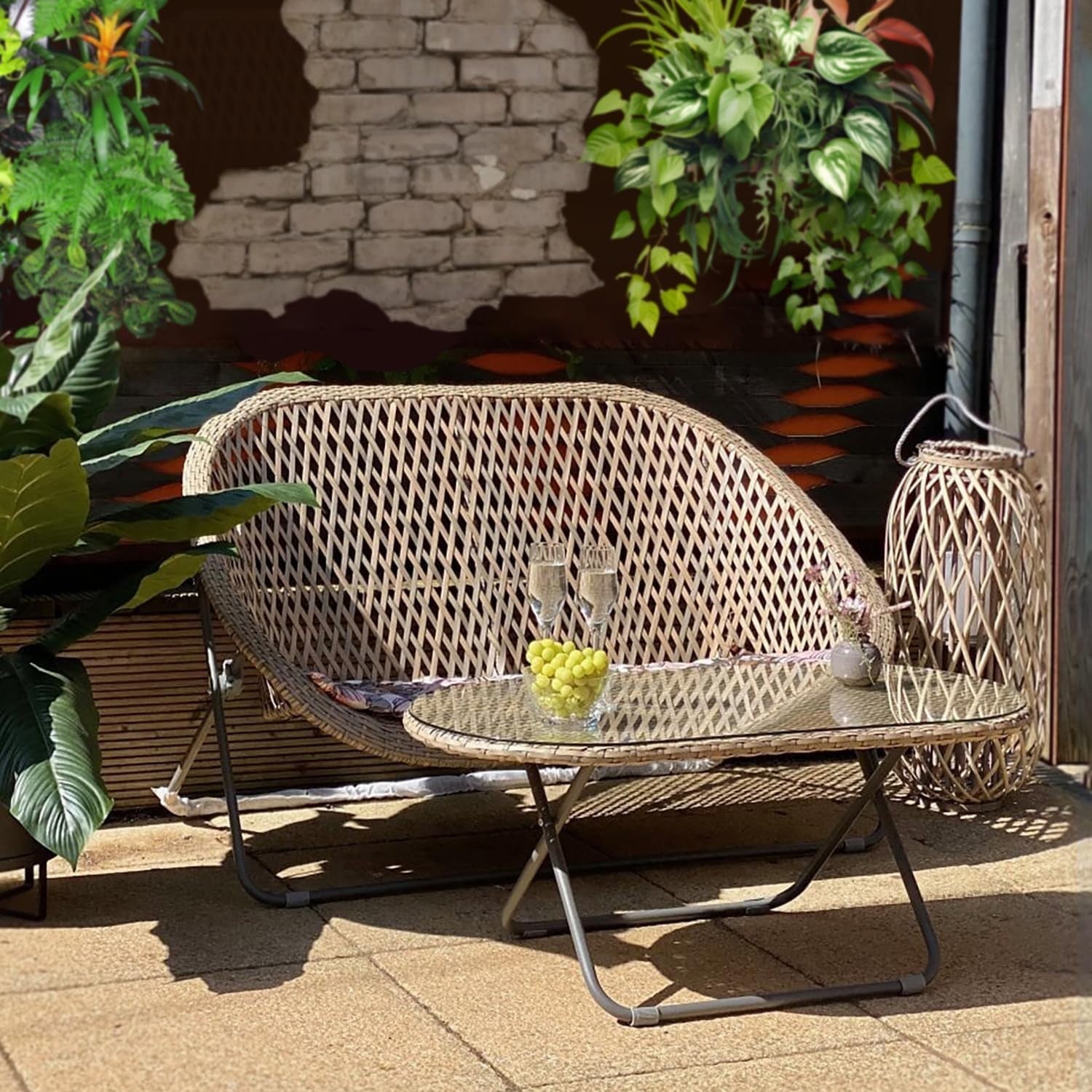 Rattan Garden Bistro Set 2 Chairs Table Patio Outdoor Furniture Weatherproof