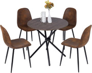 80cm Round Dining Table & 4 Chairs Set – Modern Kitchen, Bistro & Patio