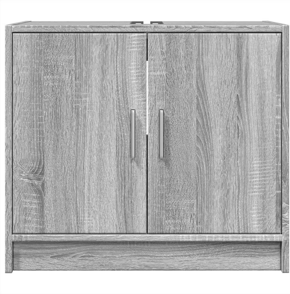 Modern Bathroom Sink Cabinet Grey Sonoma – 2 Door Under Sink Storage Unit 63x55c