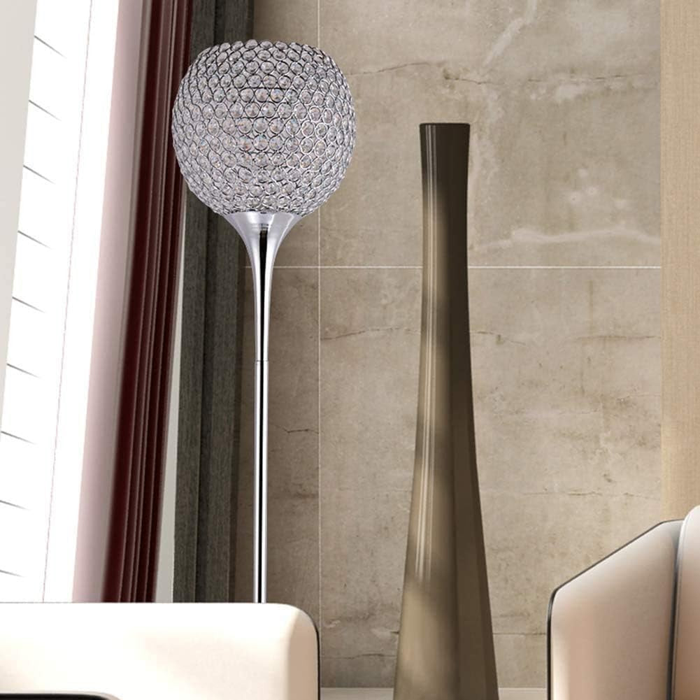Crystal Floor Lamp Chrome Tall Standing Light E27 Modern Living Room Lamp