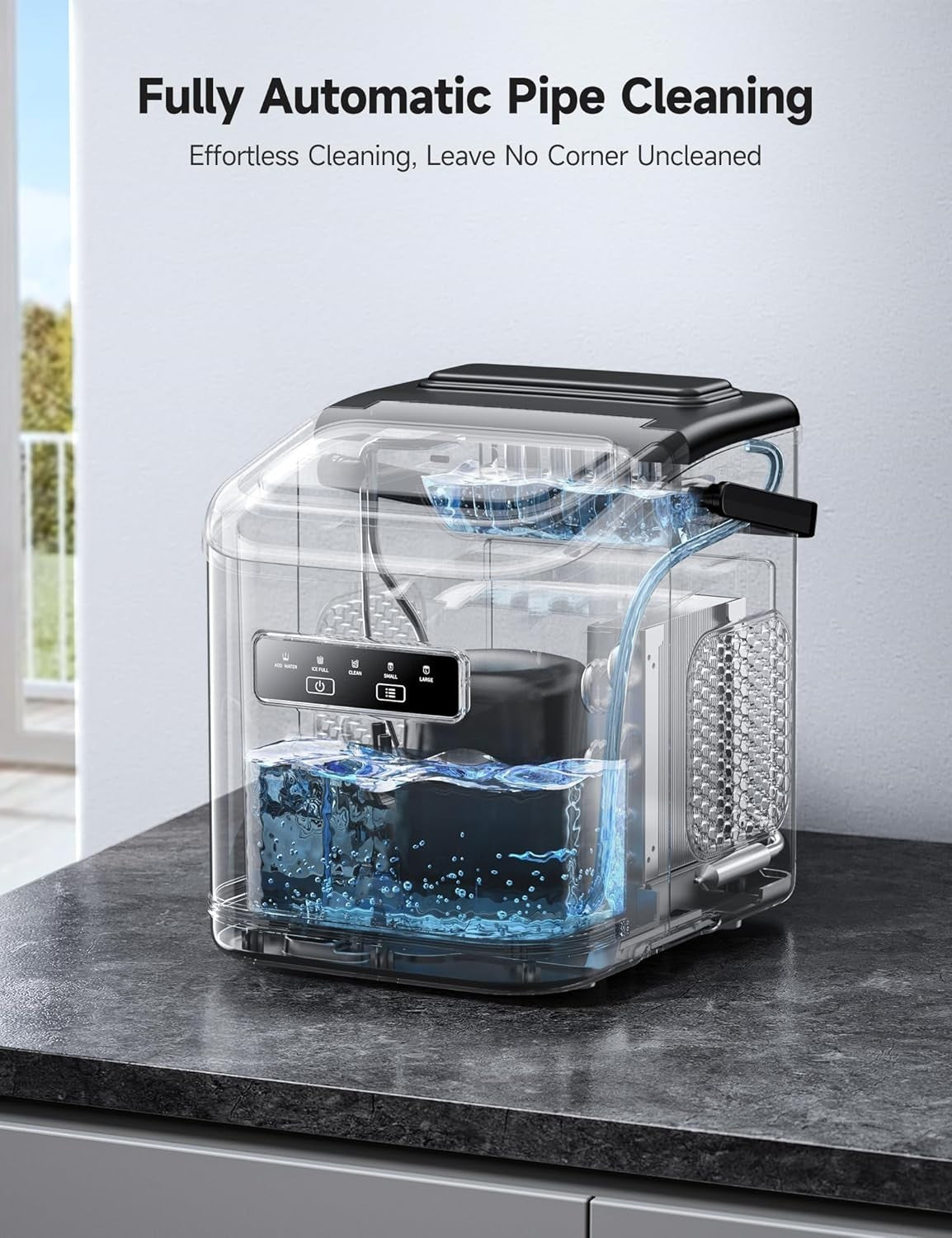 Portable Countertop Ice Maker 12kg Daily Fast Ice 6-Min Self Cleaning Handle