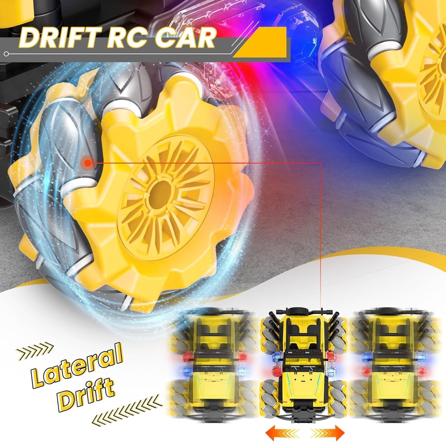 RC Drift Car 360° Spin All Terrain Remote Control Truck LED Light Toy Gift for K