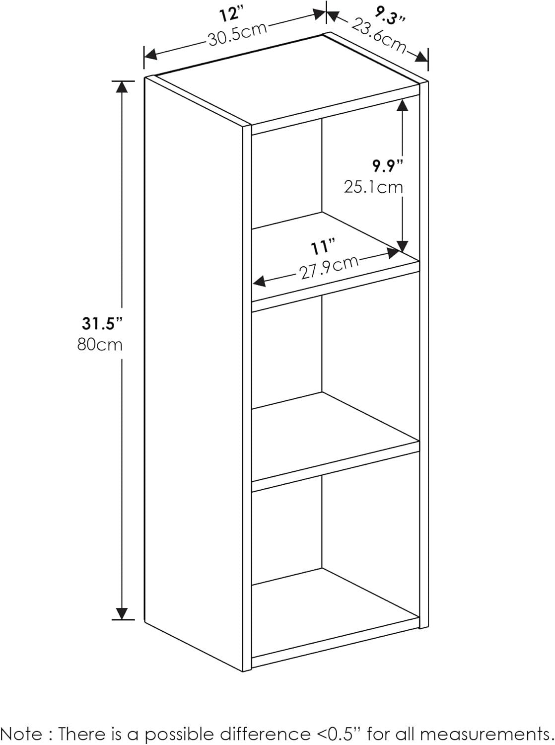 3 Cube No Tool Bookcase Small Storage Shelf Compact Organizer Bookshelf Black