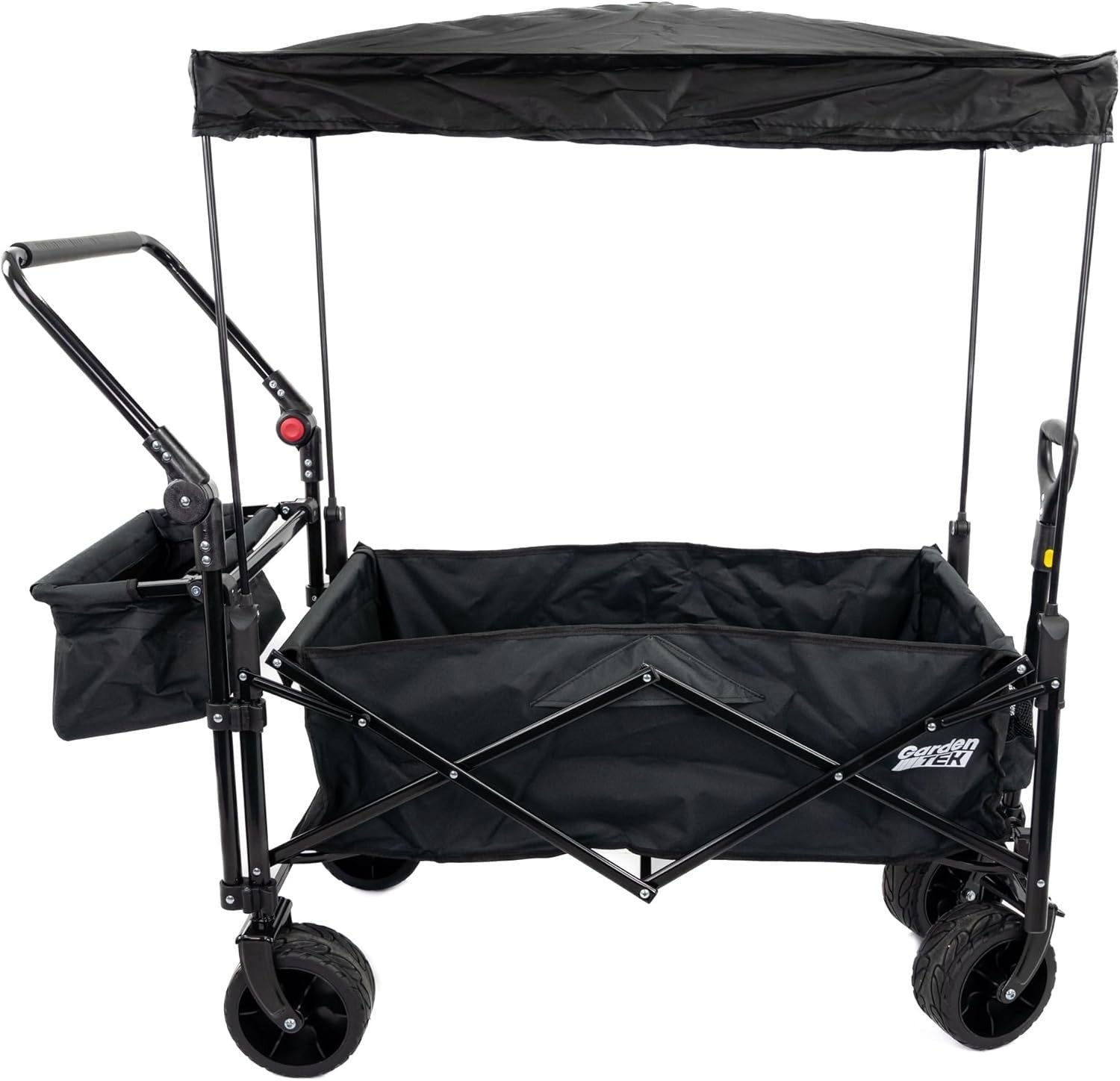 120L Folding Garden Trolley Wagon Cart With Canopy & Brakes Outdoor
