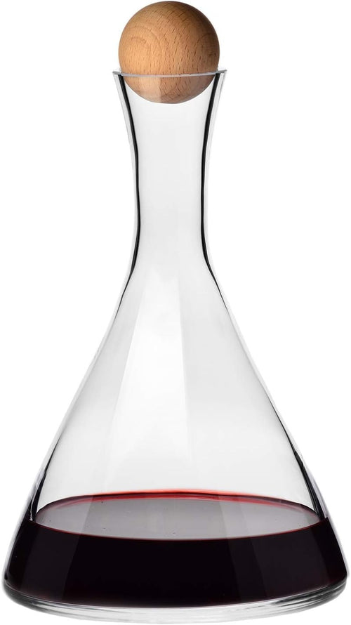 Luxury 1L Crystal Wine Decanter with Wooden Stopper | Elegant Red Wine Carafe