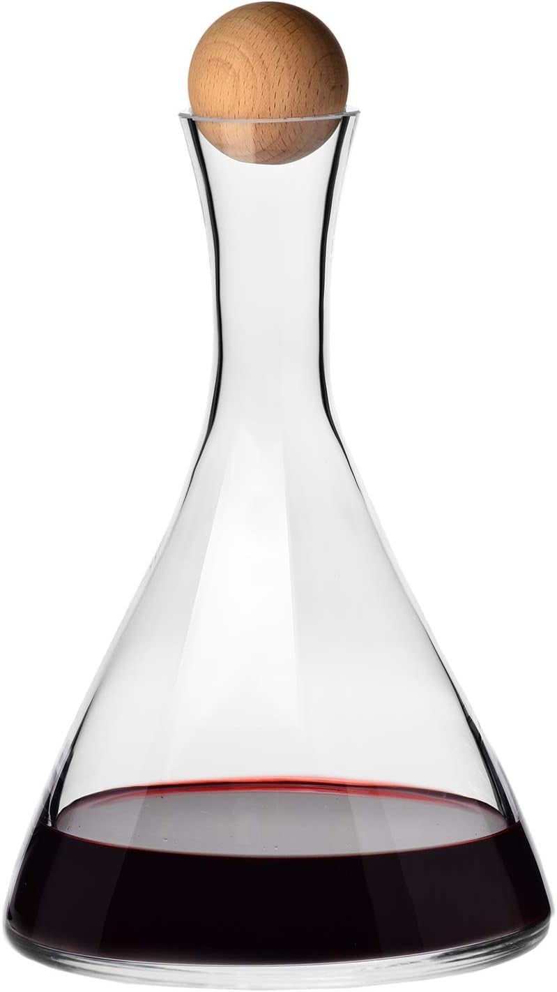 Luxury 1L Crystal Wine Decanter with Wooden Stopper | Elegant Red Wine Carafe