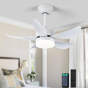 30" Ceiling Fan Light, 6 Speeds, Dimmable LED, Reversible, Quiet Smart Remote