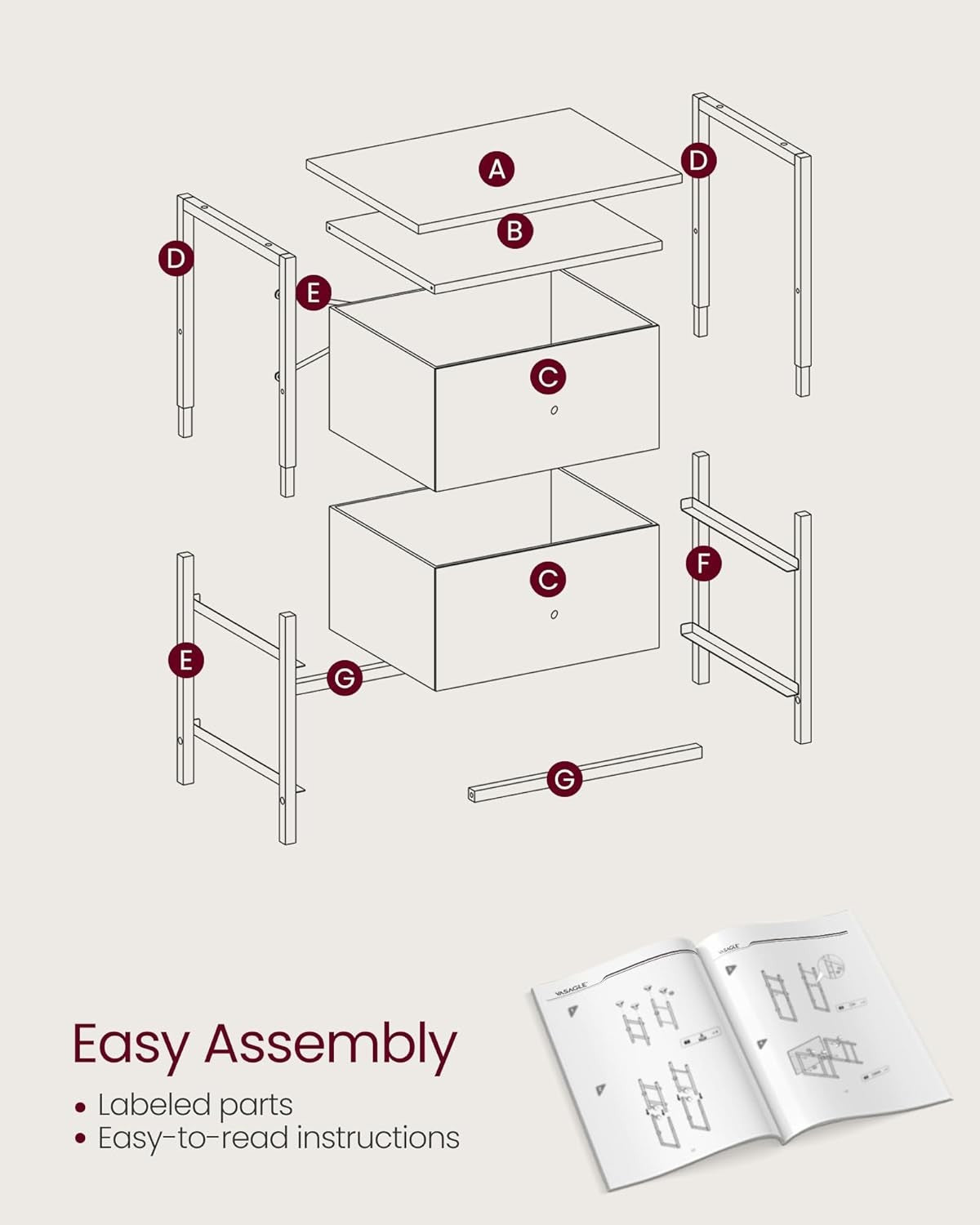 Tall Pink Bedside Table with 2 Fabric Drawers & Shelf – Modern Storage Unit
