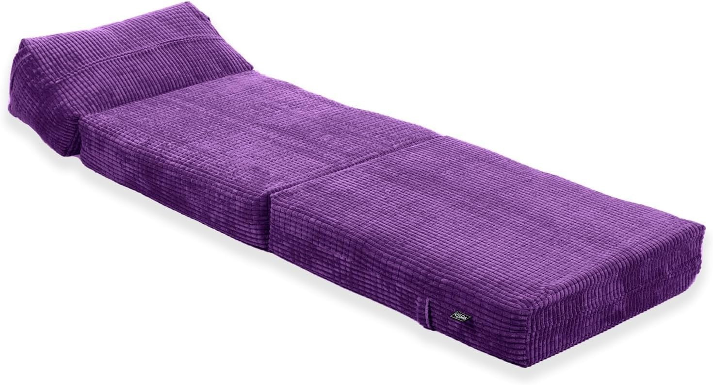 Corduroy Fold Out Futon Chair Bed | Compact Portable Sofa Mattress