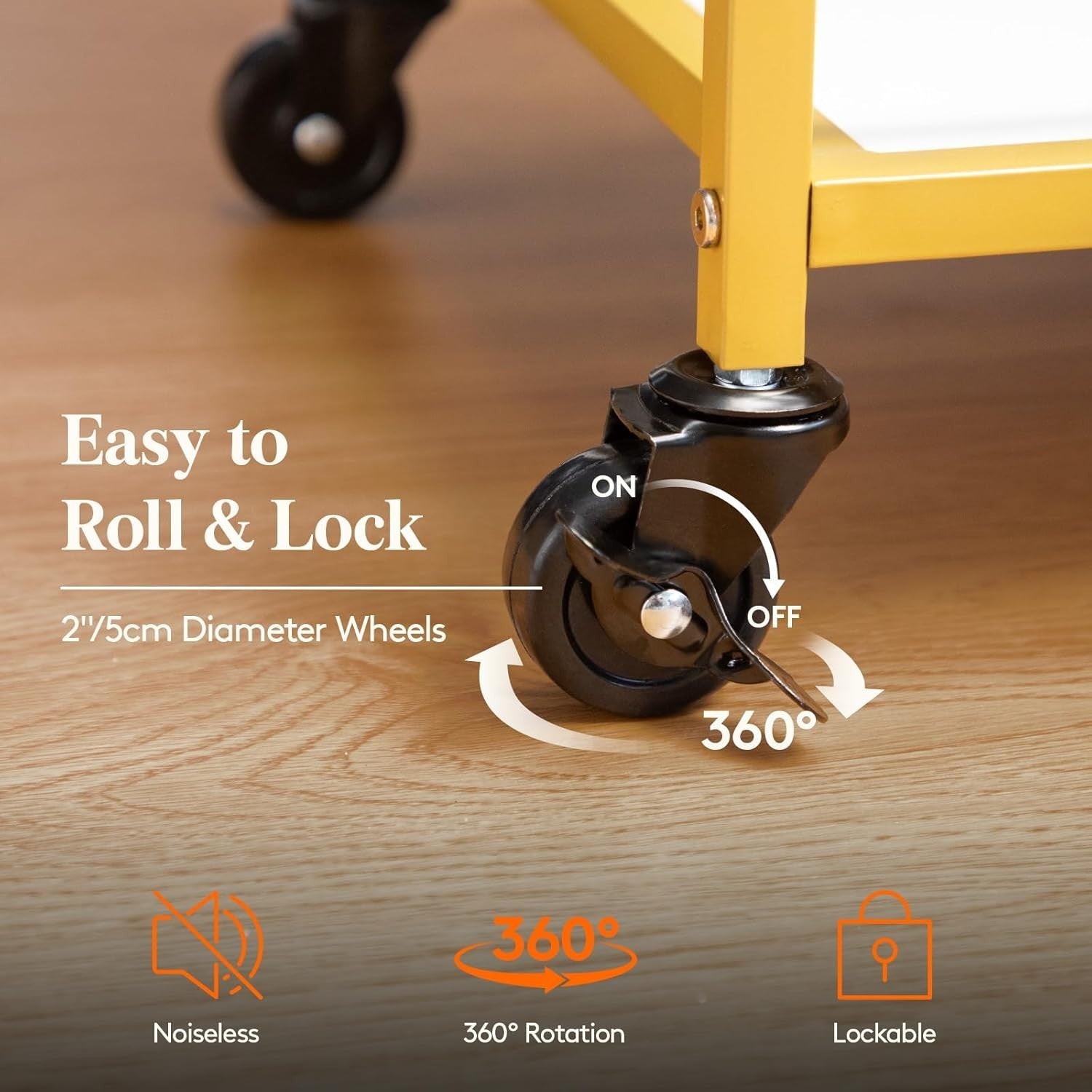 Gold Drinks Trolley 3 Tier Bar Cart with Wine Rack & Glass Holder Lockable Wheel