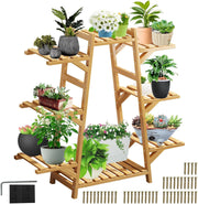 5 Tier Bamboo Plant Stand Indoor Corner Shelf Multi-Level Flower Rack