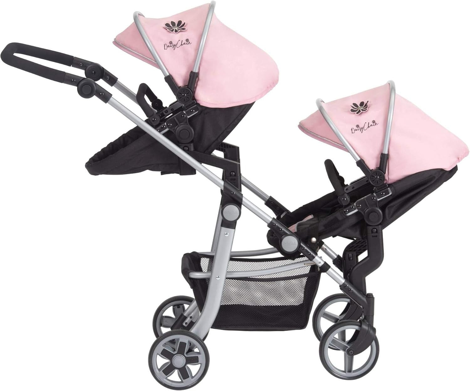 Extra Large Double Dolls Pram 95cm Adjustable Handle, Toy Pushchair 7–13+