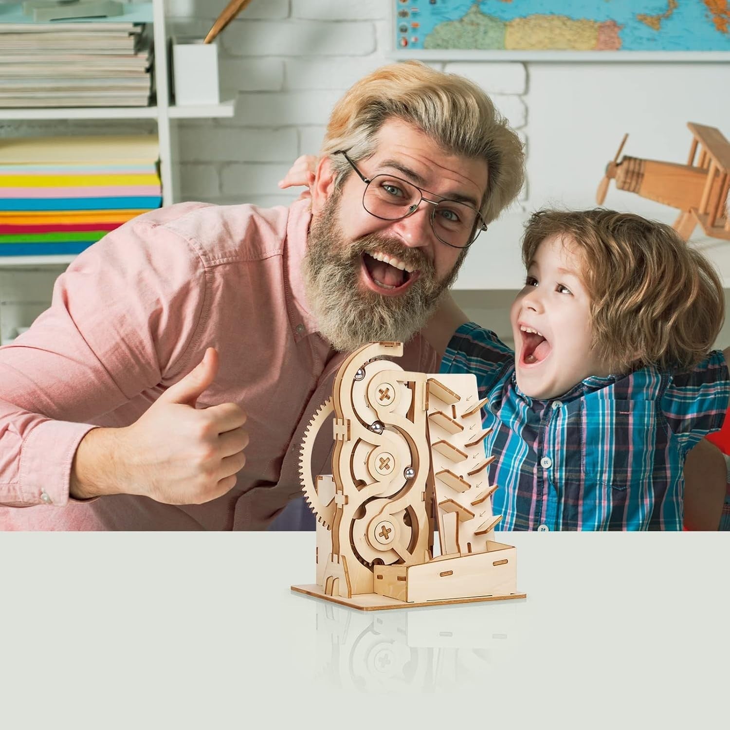 3D Wooden Marble Run Puzzle Kit for Adults Teens – Gear Track, No Glue