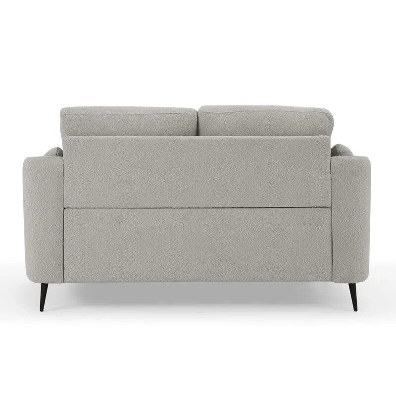 2 Seater Sofa Light Grey Boucle Fabric with Metal Legs Small Lounge