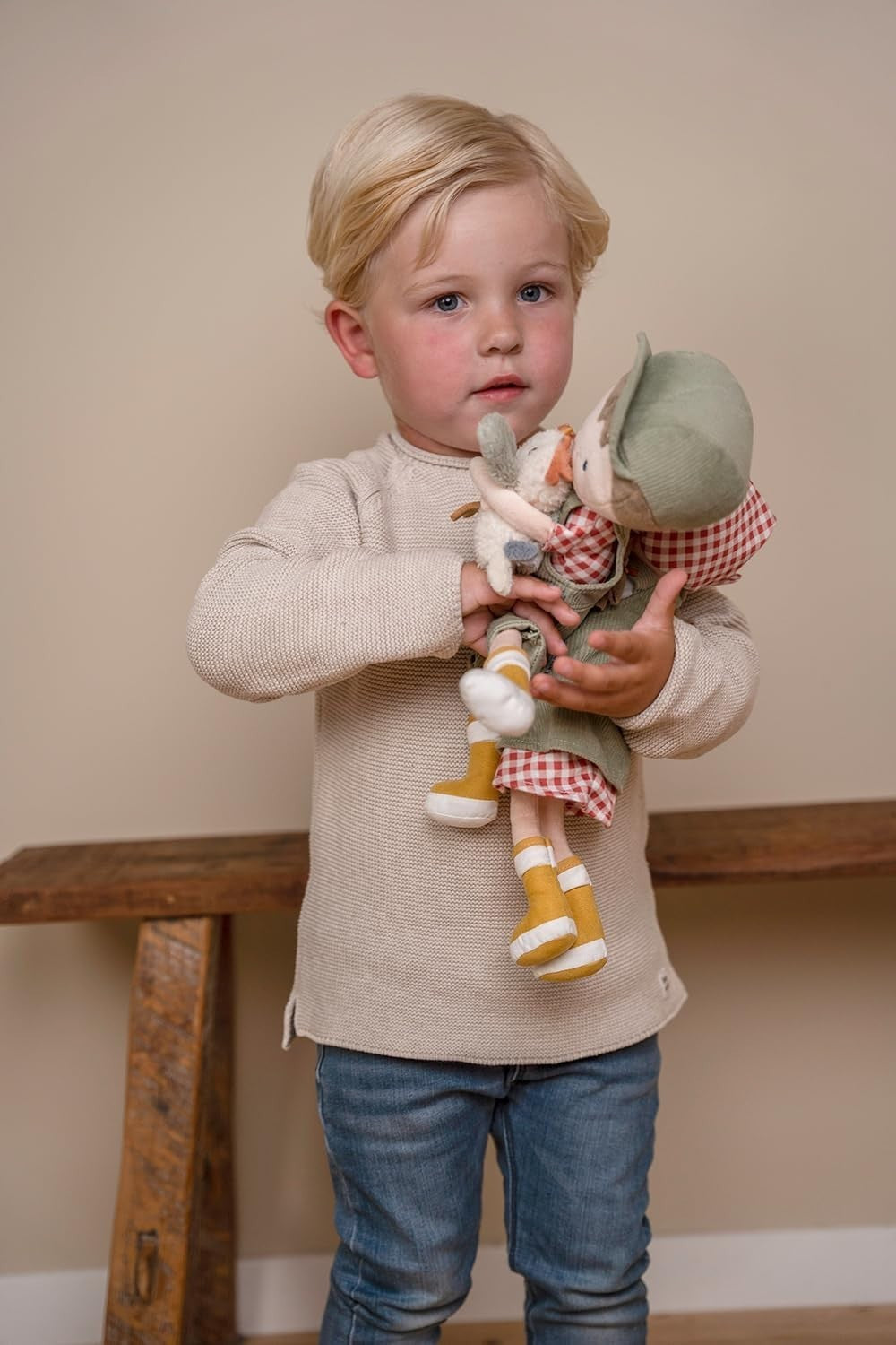 35cm Rag Doll Peasant Woman Plush with Sheep Soft Toy