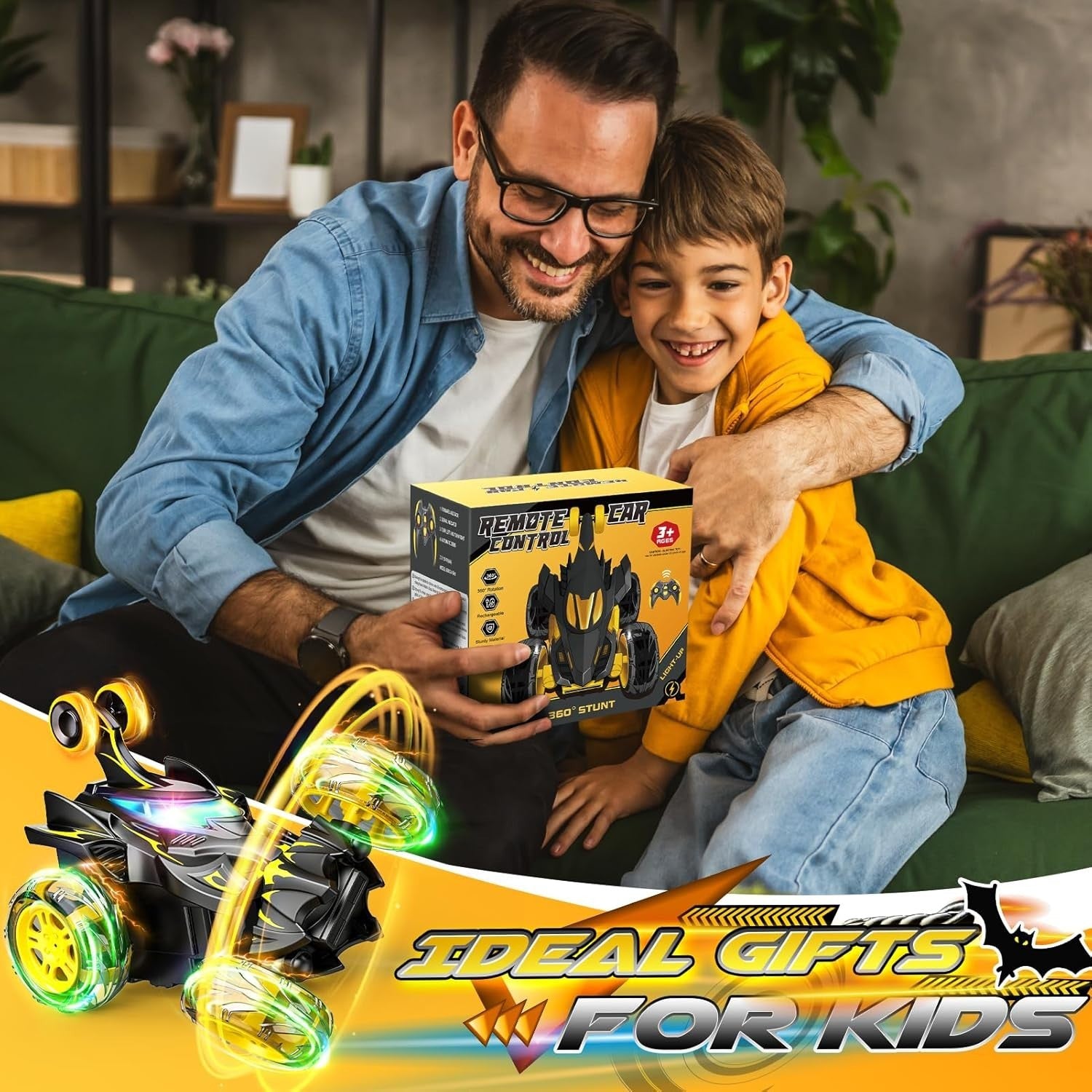 360° Flip Bat RC Car Toy 2.4GHz LED Stunt Car Gift for Boys Girls Age 3-9