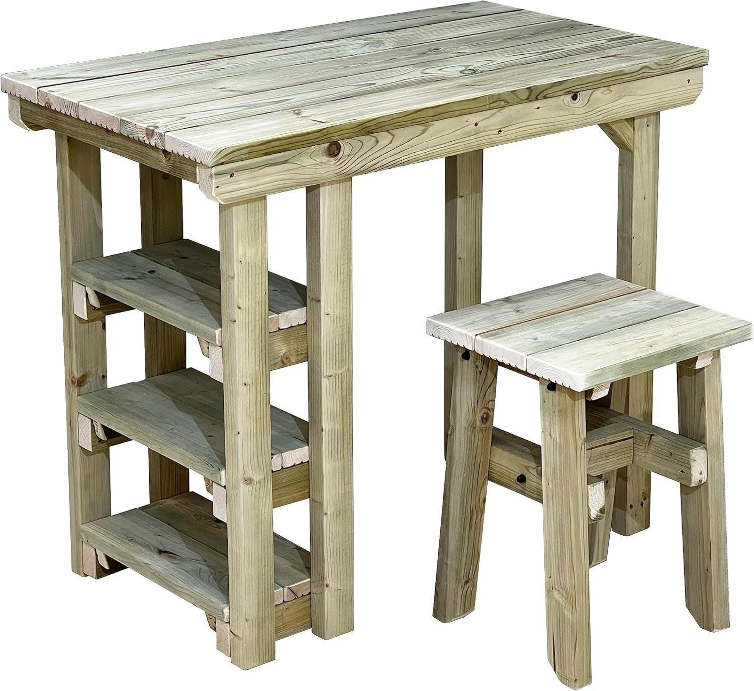 Wooden Garden Potting Table with Chair – Multi-Purpose Workbench 106cm