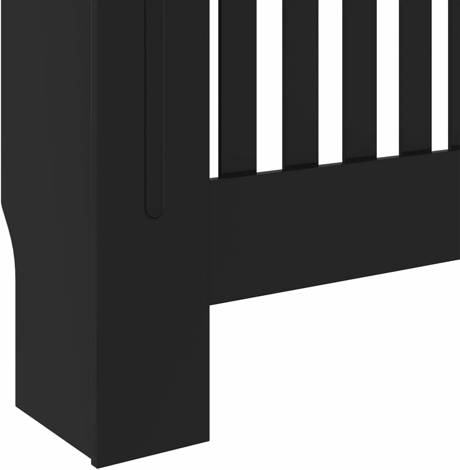 Black Radiator Cover 78x19x81.5cm Modern Slatted Design | MDF Wood Cabinet