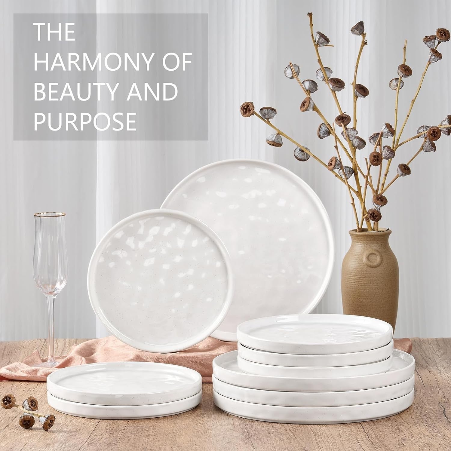 7.9in Ceramic Dessert Plates Set of 6 White Microwave Dishwasher Safe