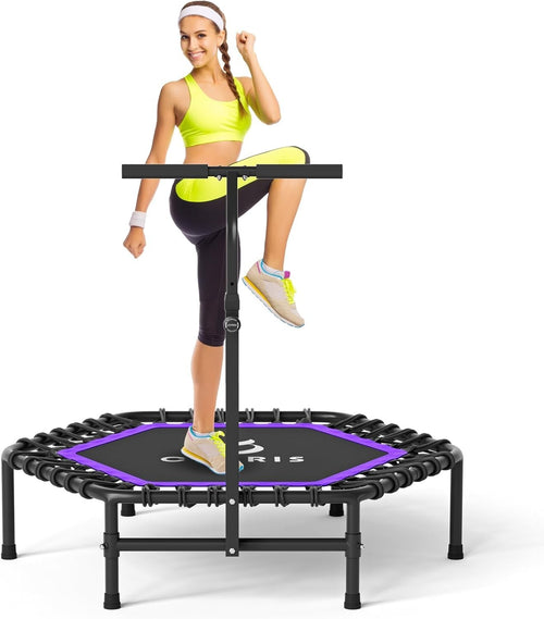 45in Springless Fitness Rebounder Adjustable Handle Quiet Indoor