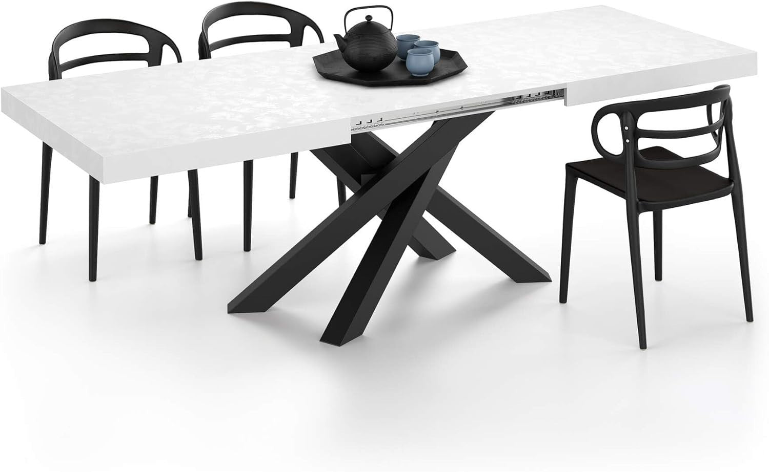 Extendable Walnut Dining Table 160–240cm w/Concerte Cross Black Legs Modern