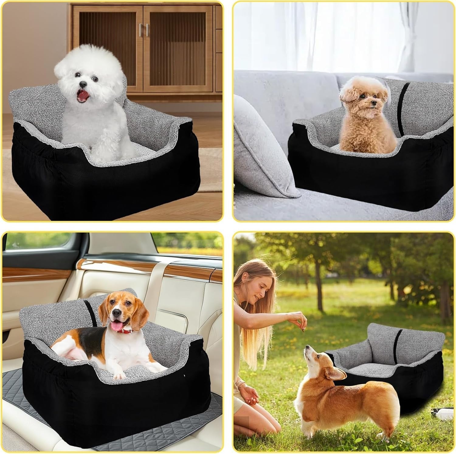 Large Dog Car Seat Booster Bed Pet Travel Carrier Safety Leash Non Slip