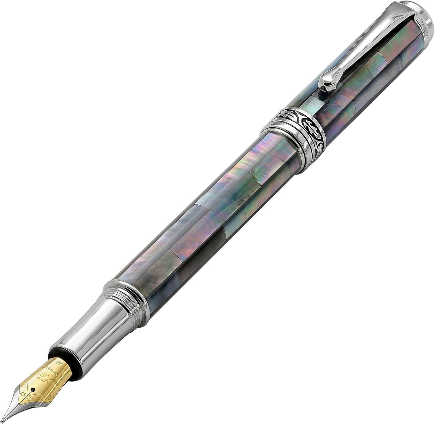 Luxury Black Mother of Pearl Fountain Pen Medium Nib Refillable 145mm