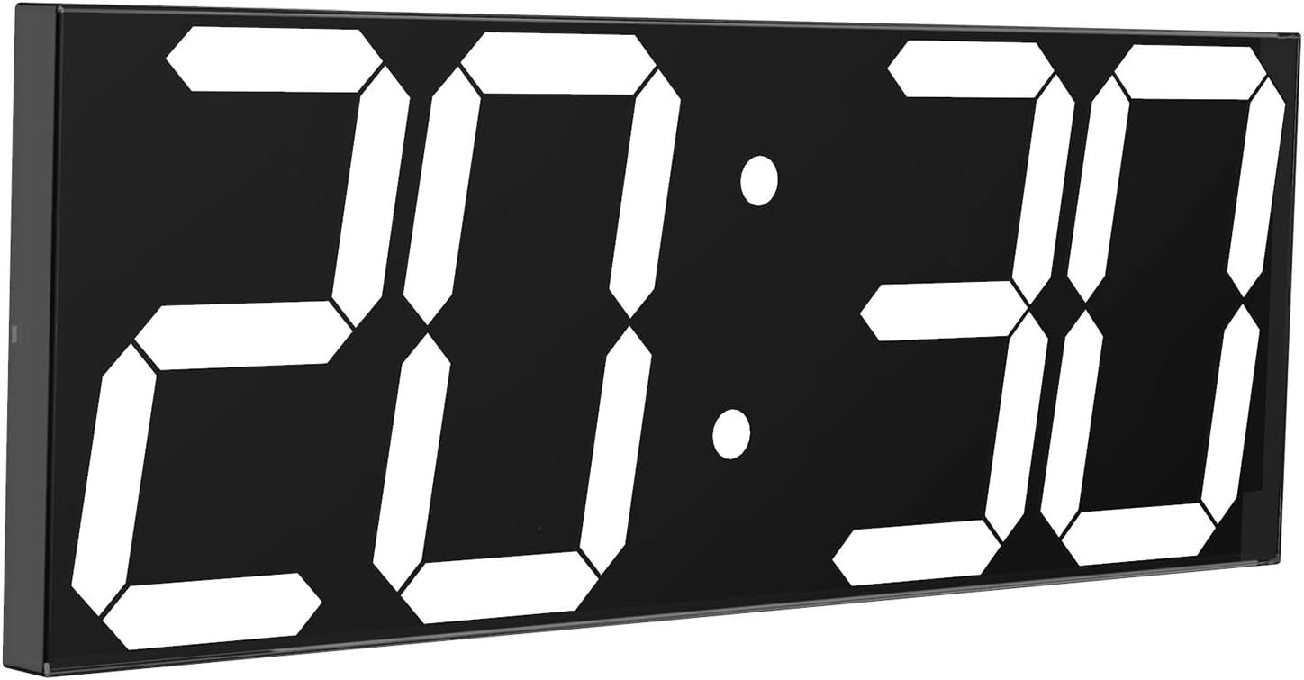18” Digital Wall Clock LED Timer Thermometer Calendar USB White Large