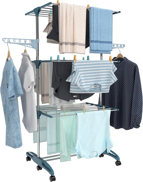 4 Tier Clothes Airer Drying Rack Indoor Stainless Steel Folding Laundry