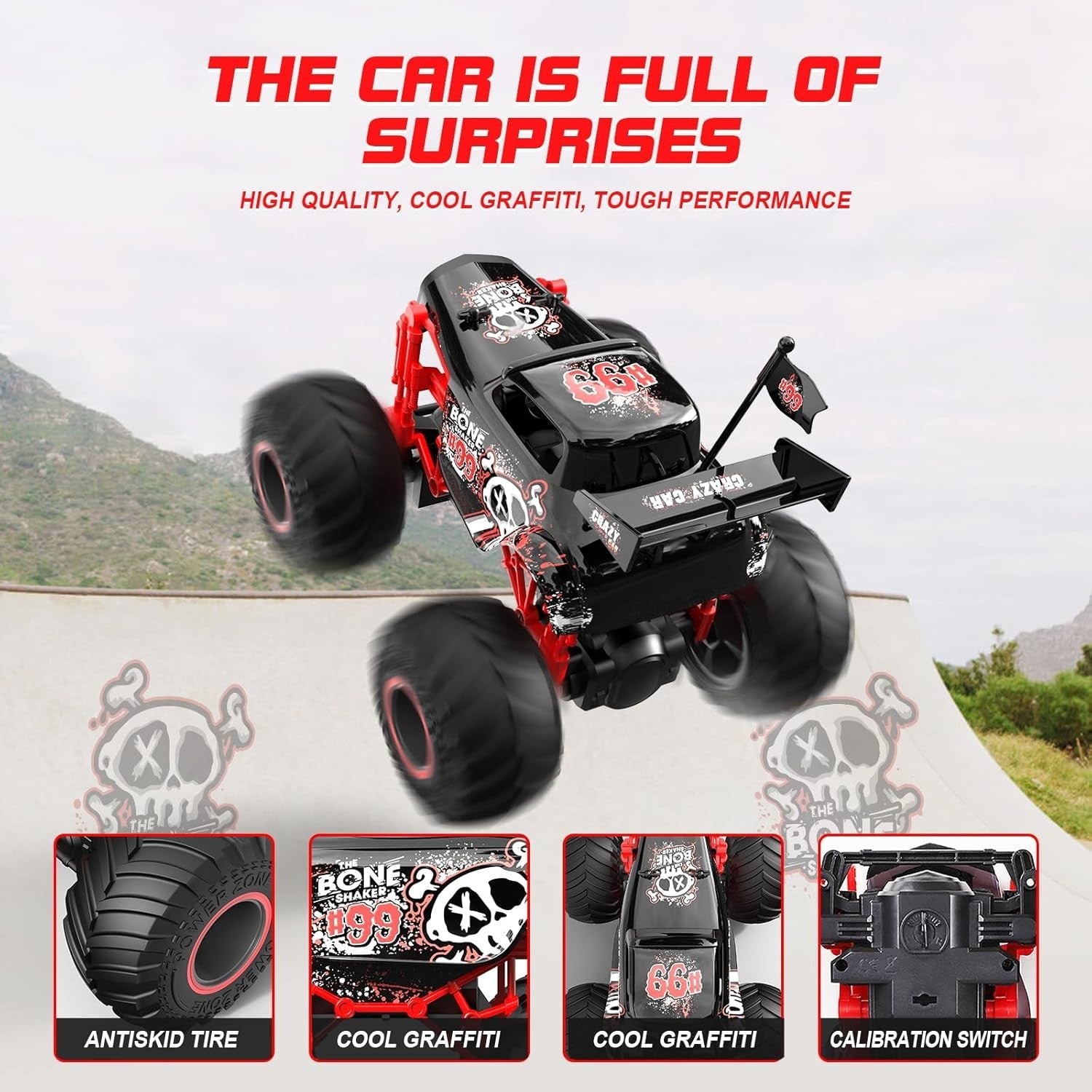 1:14 RC Monster Truck 2.4GHz 15KMH Fast Car 50min Playtime Rechargeable Gift
