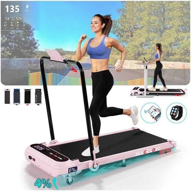 Under Desk Foldable Treadmill 3HP Walking Jogging Running Machine