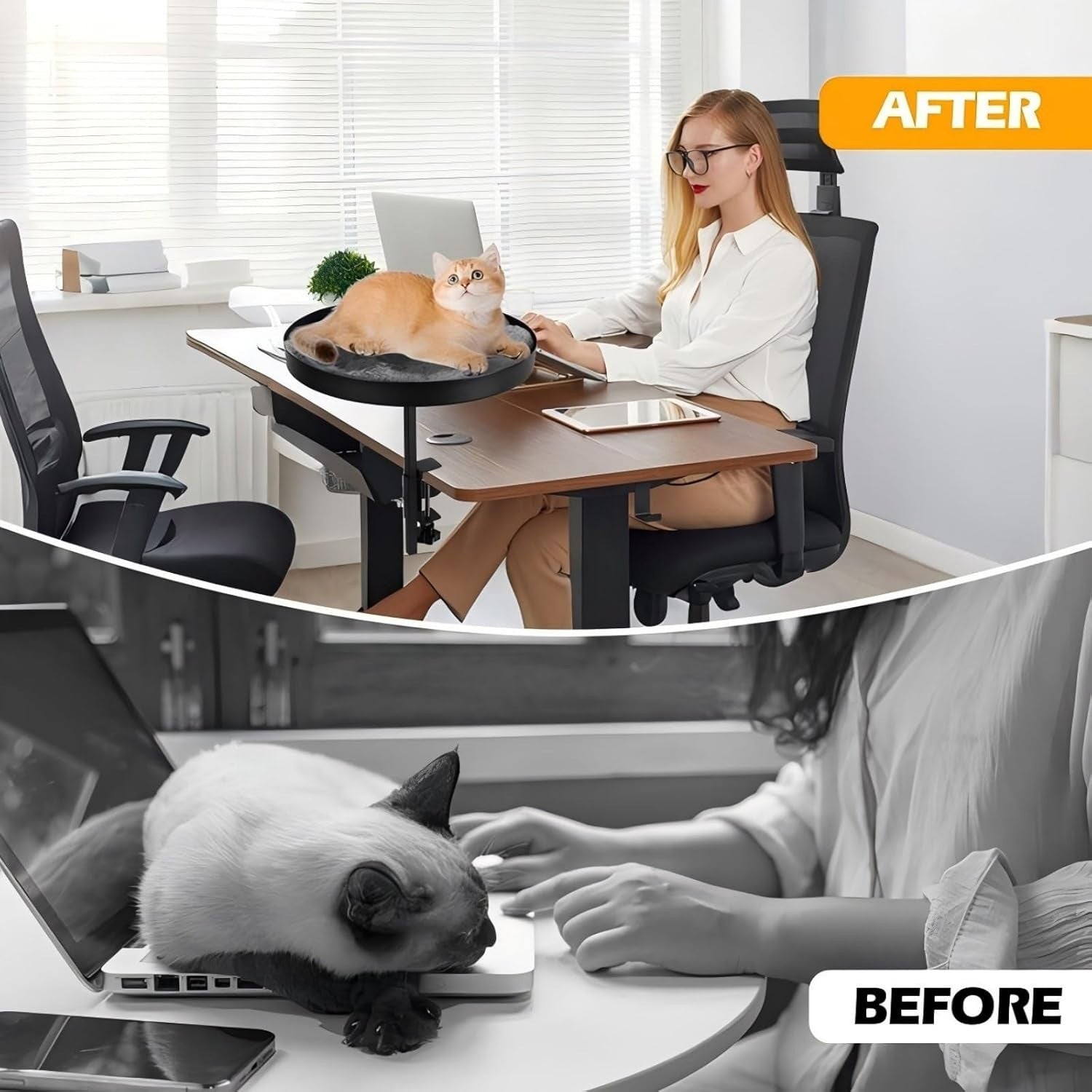 Clamp On Desk Cat Bed Space Saving Cat Hammock Elevated Perch