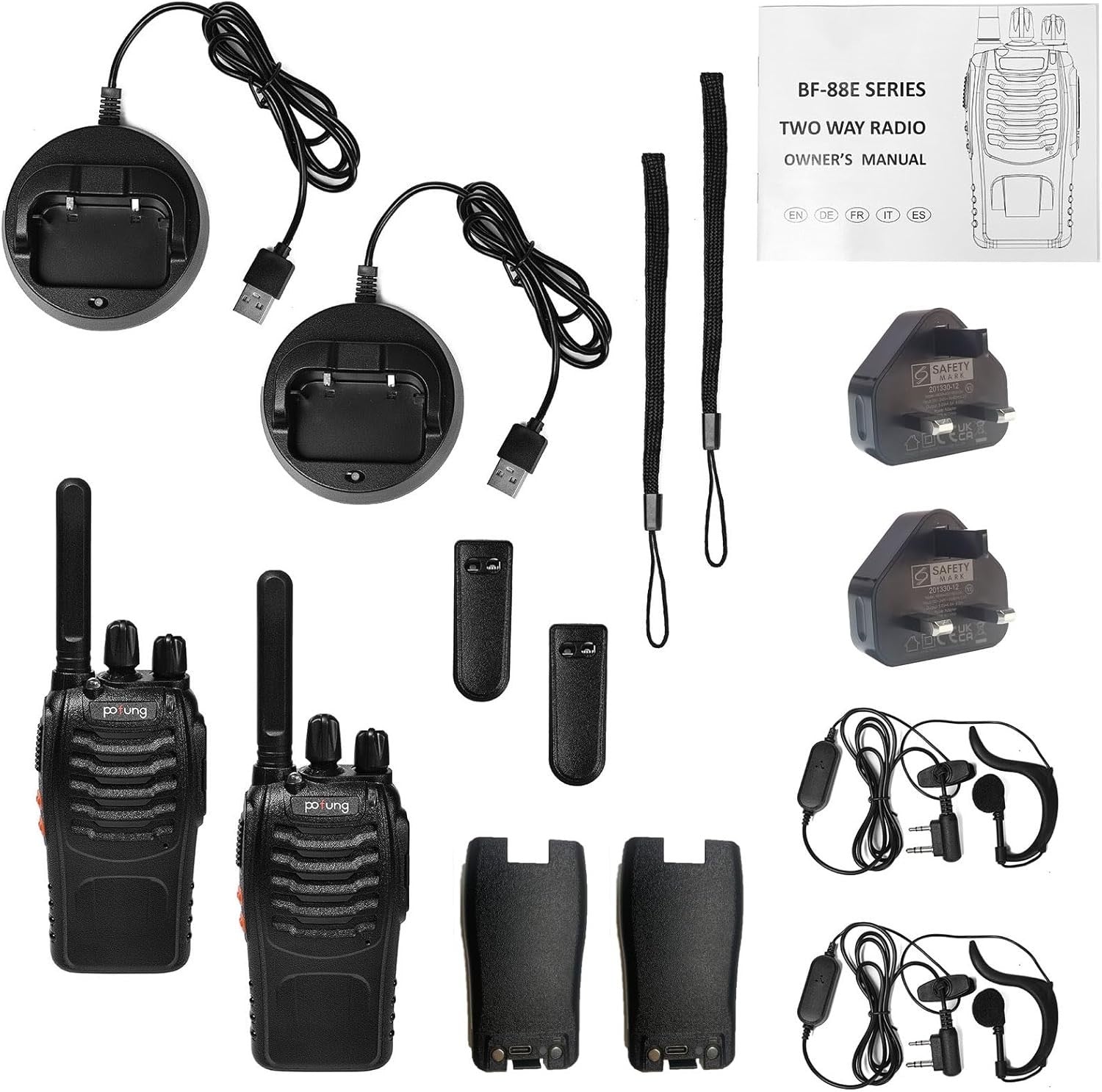 PMR446 Walkie Talkies Long Range 16 Channel Rechargeable VOX 2 Pack
