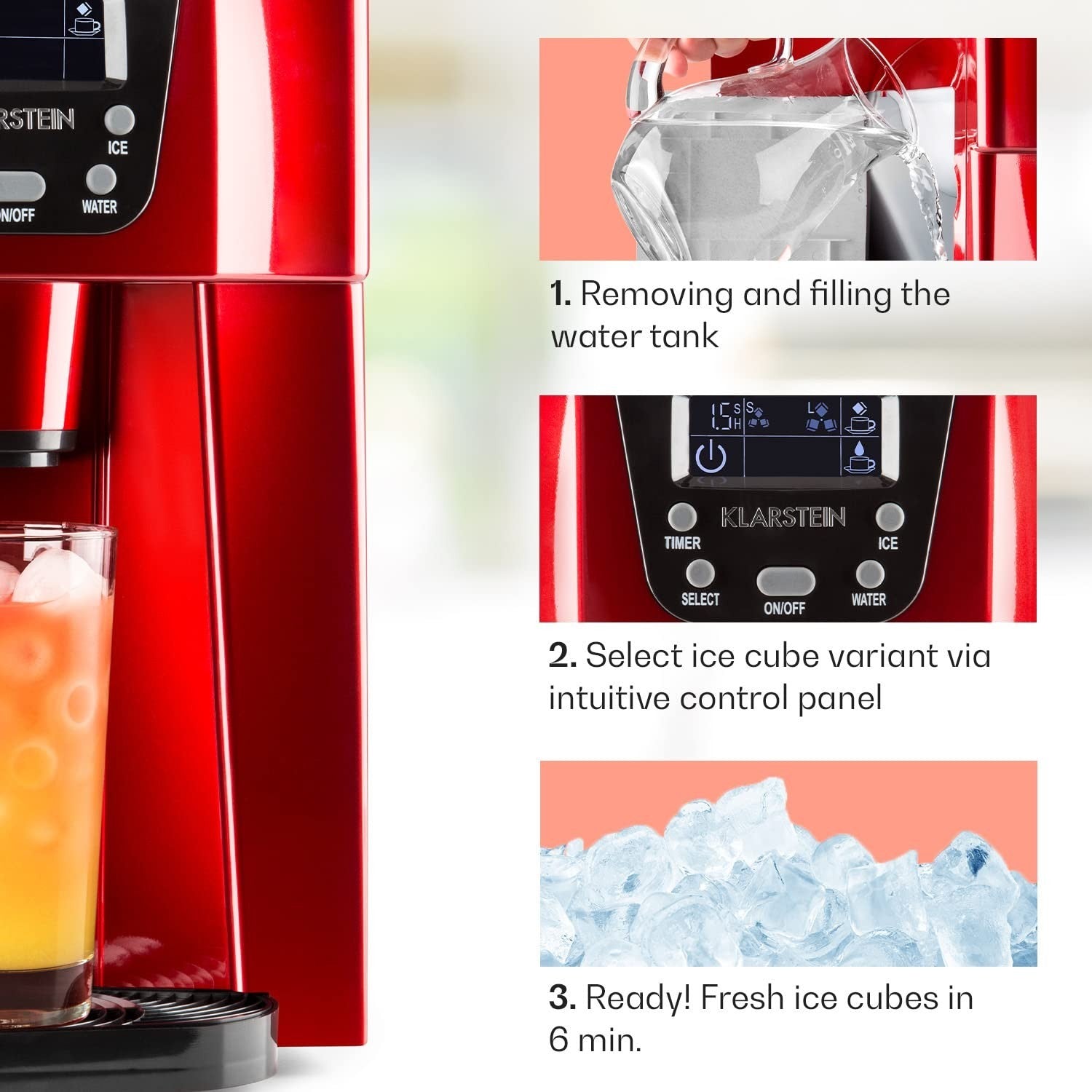 Countertop Ice Maker Bullet Ice Machine 2L Fast Ice 12kg Per Day