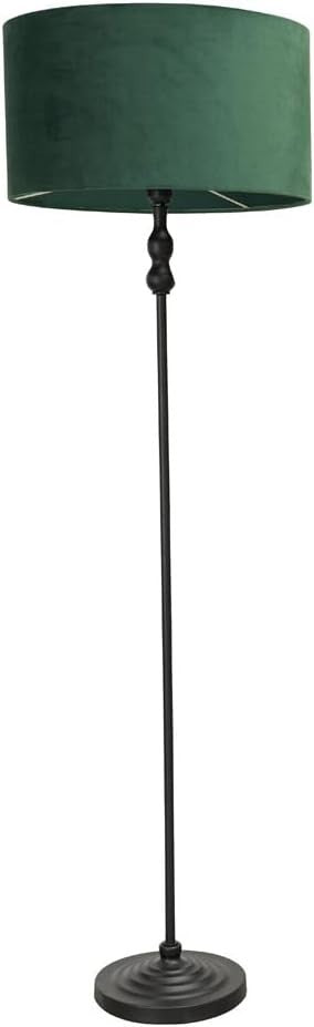Metal Floor Lamp with Green Velvet Shade, LED Bulb Included, Modern Home Light