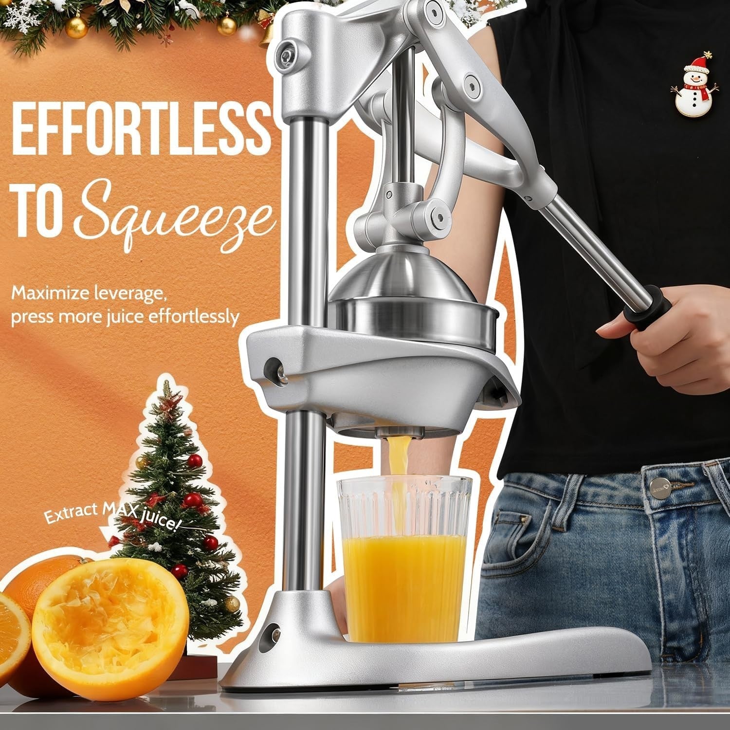 Manual Citrus Juicer Heavy Duty Stainless Steel Max Juice Press