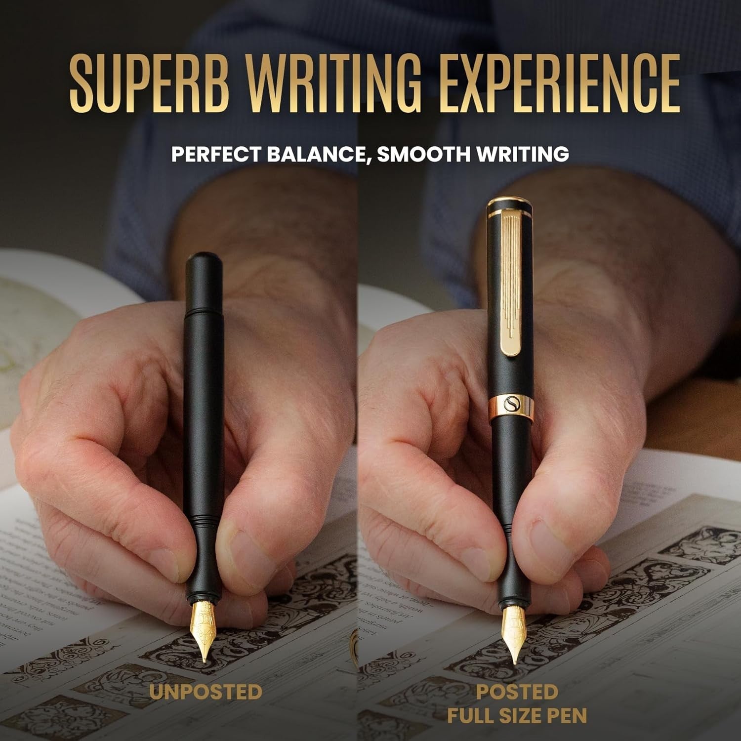 Black Gold Fountain Pen Fine Nib Luxury Gift Box