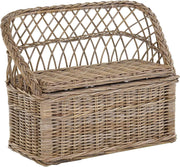Kids Rattan Storage Bench 2-Seater Children’s Seat Chest Toy Box Natural Grey